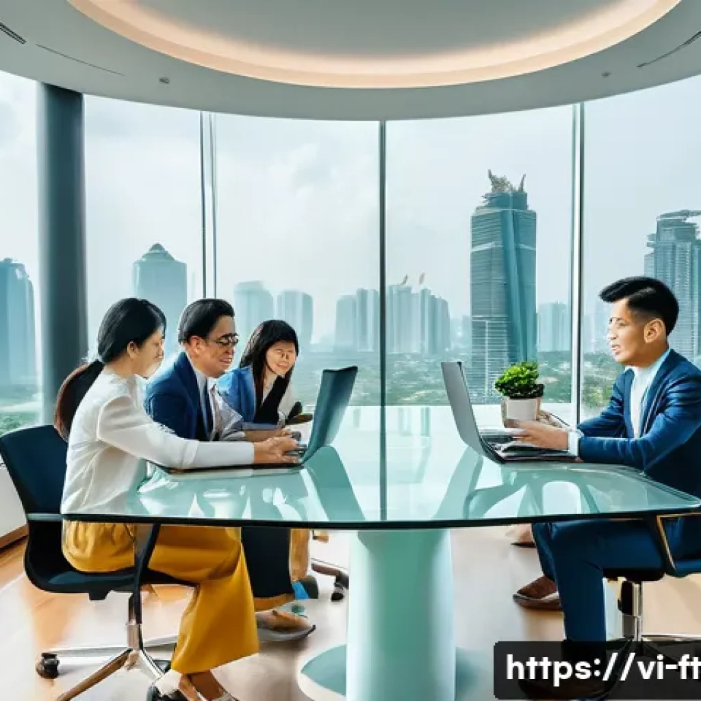 자아 한계 확장을 위한 경쟁의 중요성 - A dynamic office scene in Ho Chi Minh City with diverse young Vietnamese professionals engaged in a ...