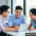 Home 22 자아 한계 확장을 위한 피드백 수용 기술 - A professional Vietnamese office scene showing diverse colleagues in business casual attire engaged ...