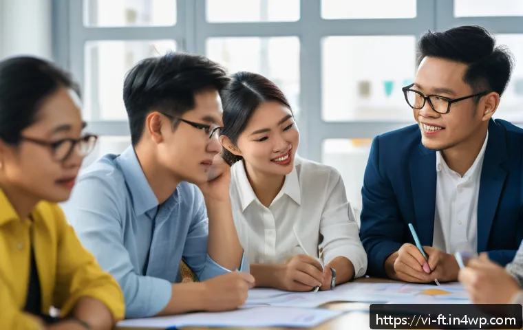 자아 한계 확장을 위한 워크숍 프로그램 안내 - A diverse group of Vietnamese adults participating in a professional workshop setting, engaged in re...